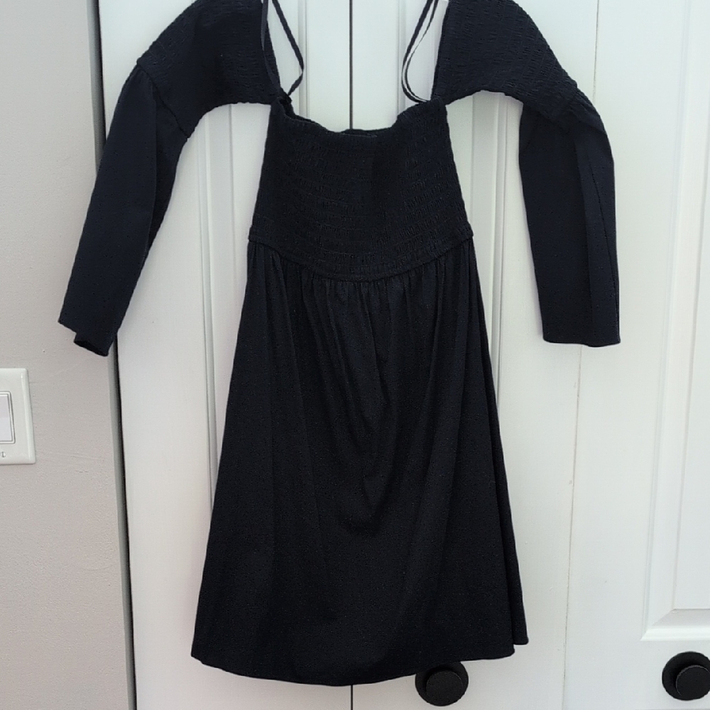 Milly Navy Off-Shoulder Long Sleeve Dress